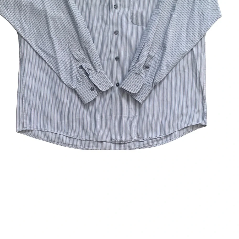 Vintage Burberrys of London Sky Blue Striped Button Down‎ Shirt Size Large